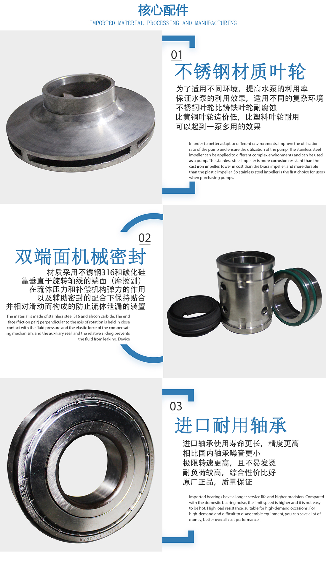 ITT系列不銹鋼離心泵核心配件